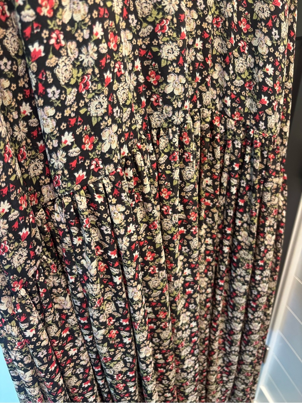 Free People Courtside Crush Maxi Dress Large Black Combo NWT floral sleeves Boho - Picture 7 of 12